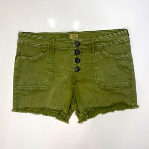 True Craft Stone Wash Frayed Hem Shorts